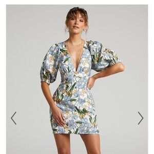 INDRISIA LINEN PUFF SLEEVE OPEN BACK MINI DRESS Amalie the label